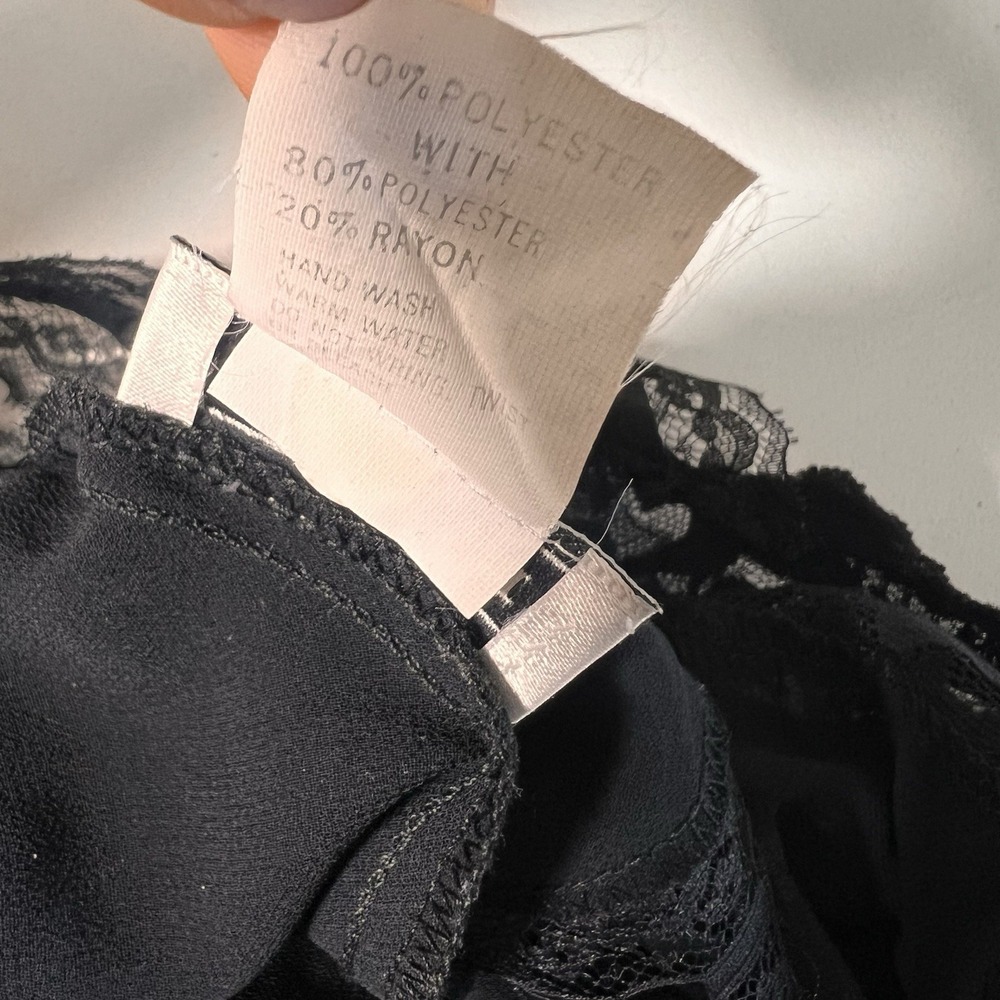 Vintage Josie Natori Teddy Bodysuit Size S Black V Neck Lace Trim Lingerie Sheer - Picture 4 of 6